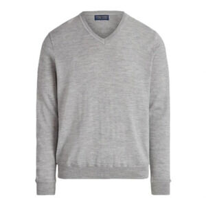 Ralph Lauren Polo Golf Gray Wool Blend Classic V-Neck Size Medium